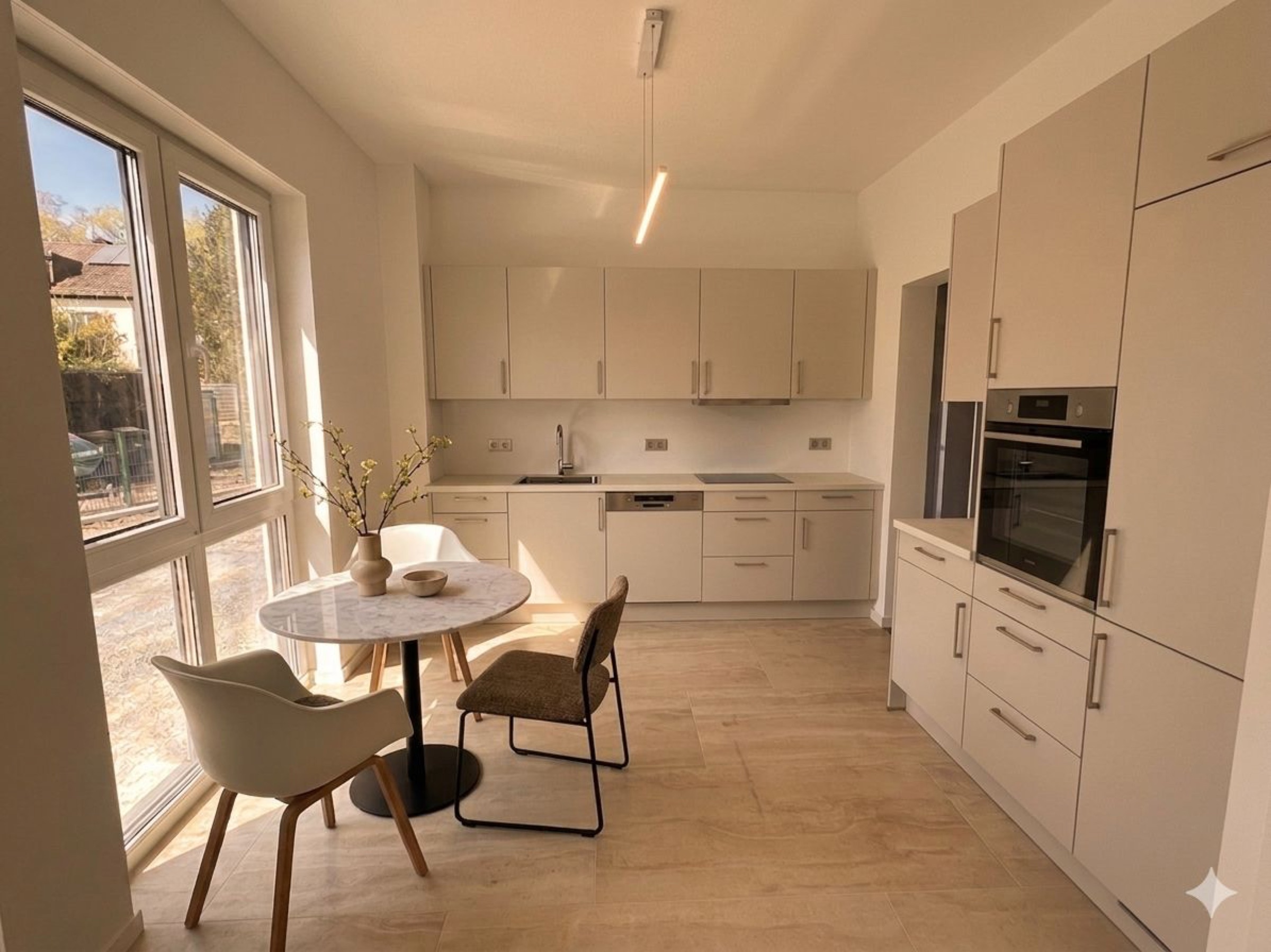 THE WINGS Berlin-Kladow — Küche mit Essbereich und Tageslicht