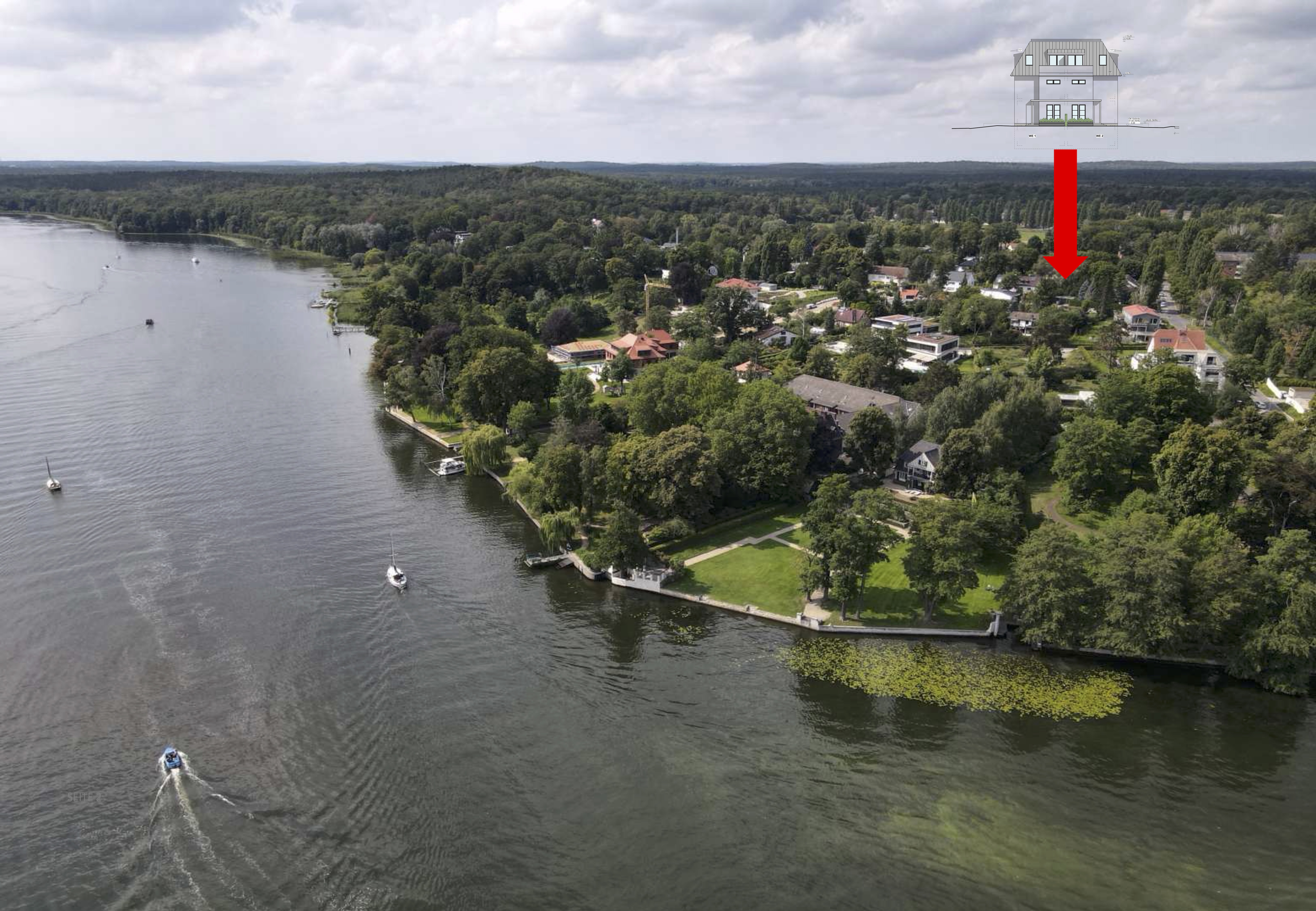 Blick vom Wasser auf The Wings